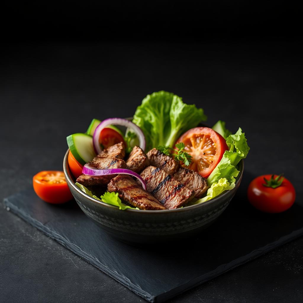 Salat mit Burgerfleisch